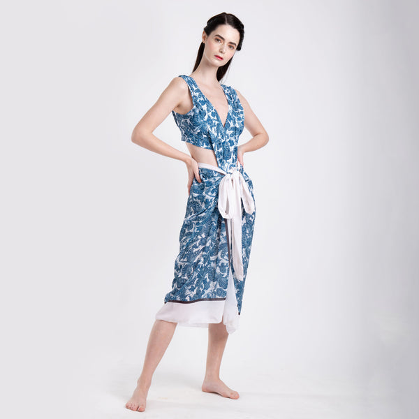 BLUE PEEKABOO + SARONG