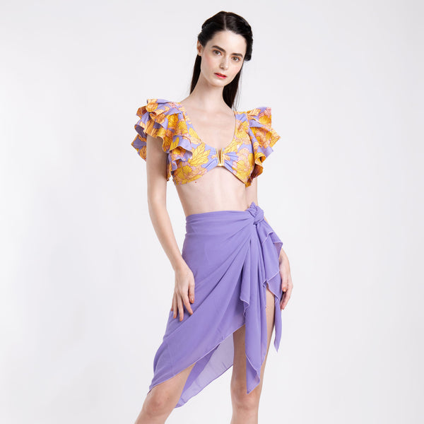 PURPLE AUTUMN RUFFLED HIGHWAIST + SARONG