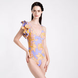 PURPLE AUTUMN RUFFLED ONE PIECE