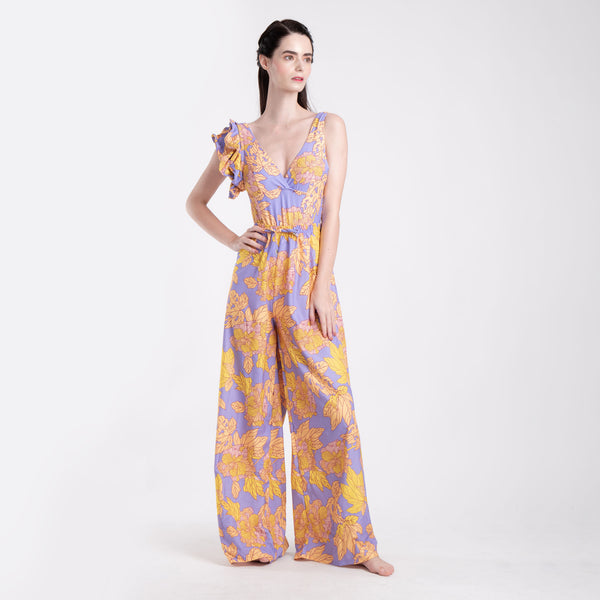 PURPLE AUTUMN RUFFLED ONE PIECE + PANTS