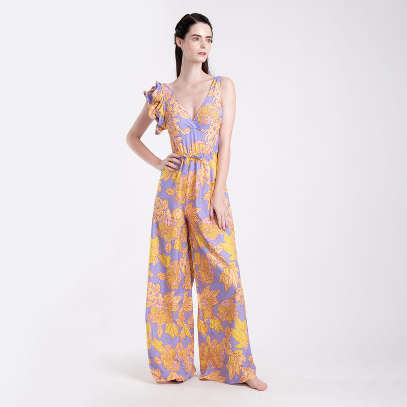 PURPLE AUTUMN RUFFLED ONE PIECE + PANTS