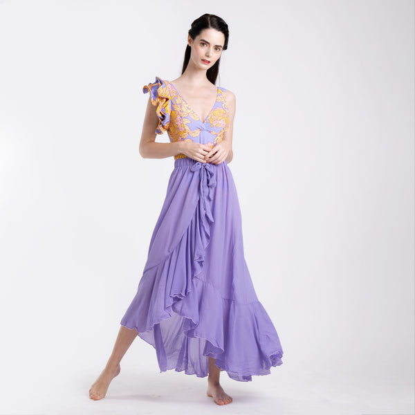 PURPLE AUTUMN RUFFLED ONE PIECE + SKIRT