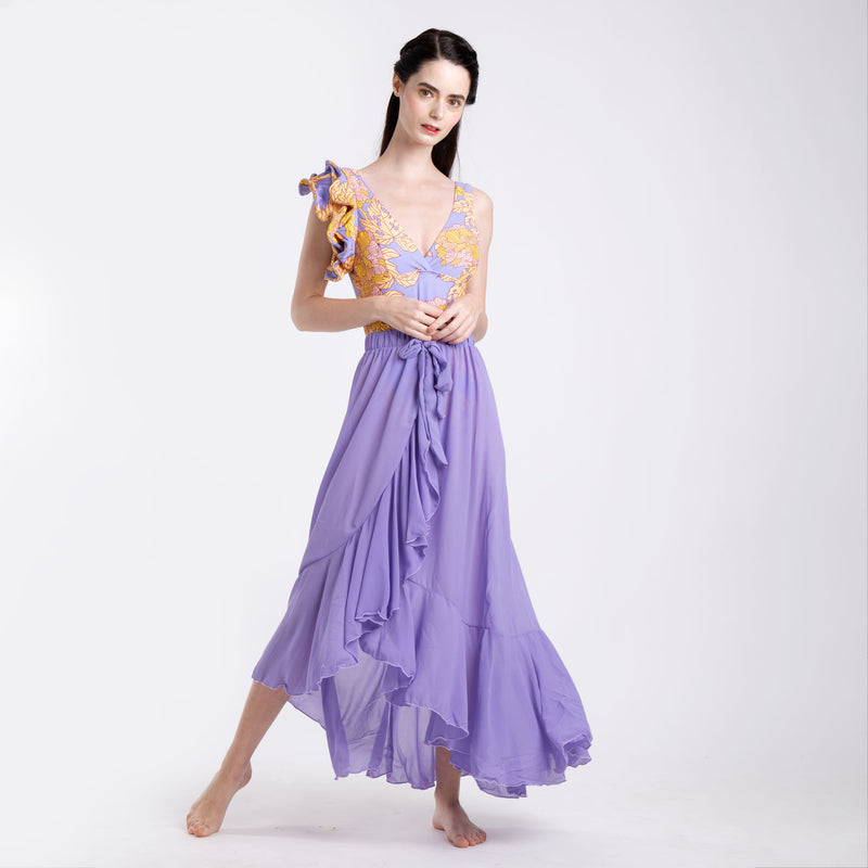 PURPLE AUTUMN RUFFLED ONE PIECE + SKIRT