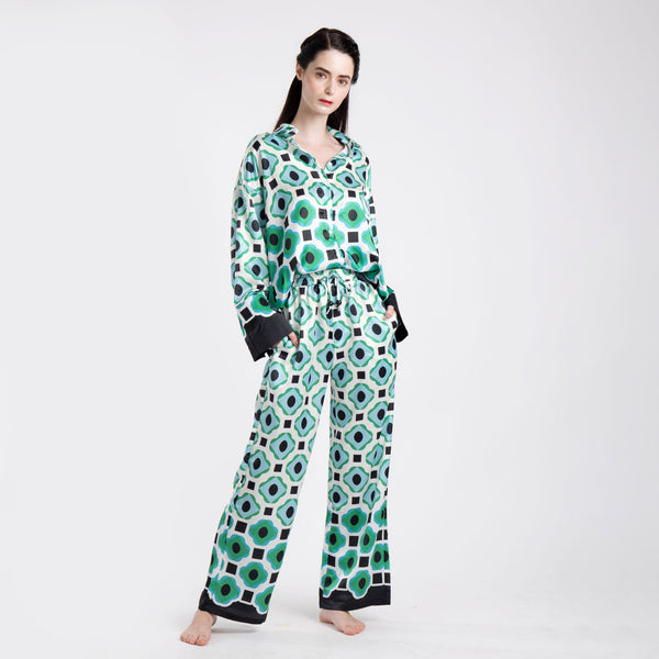 PRINTED GREEN GEOMETRICAL SET