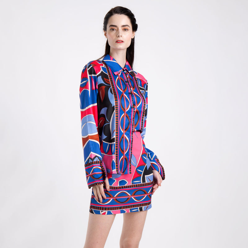 PURPLE GEOMETRIC SKIRT SET