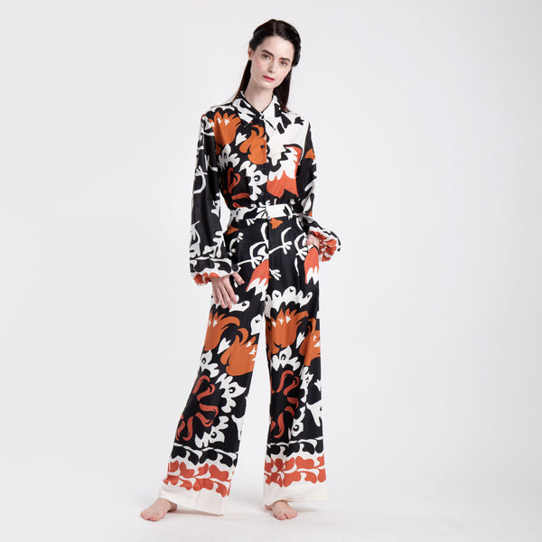 PRINTED ORANGE PUFFY PANTS SET