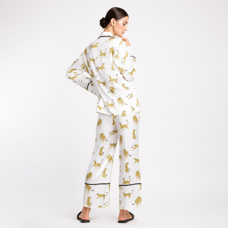 WHITE LEOPARD SILK SATIN