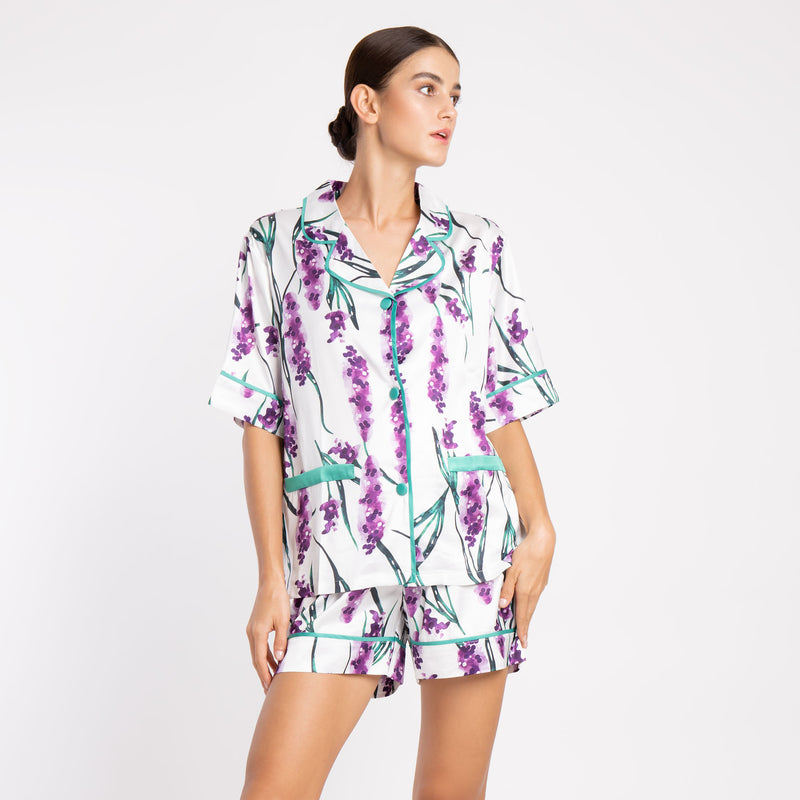 FLORAL SHORT SILK SATIN