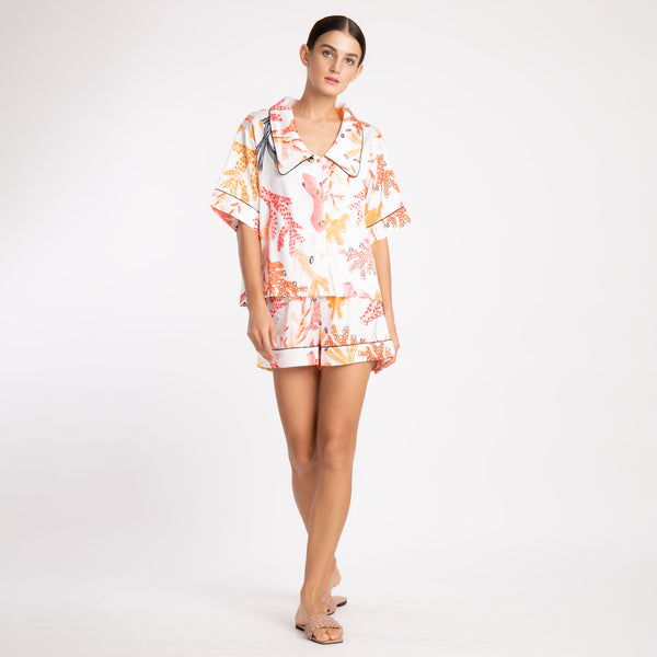 CORAL ORANGE SILK SATIN