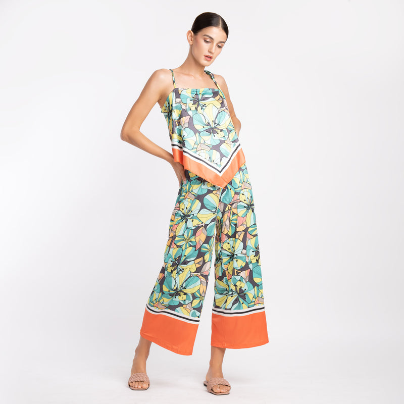 PRINTED SCARF PANTS SET