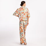 RED ORANGE FLORAL PANTS SET