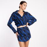 BLUE BLACK RETRO SKIRT SET