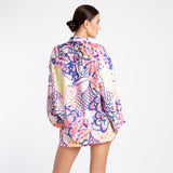 PINK FLORAL SATIN SHORT SET