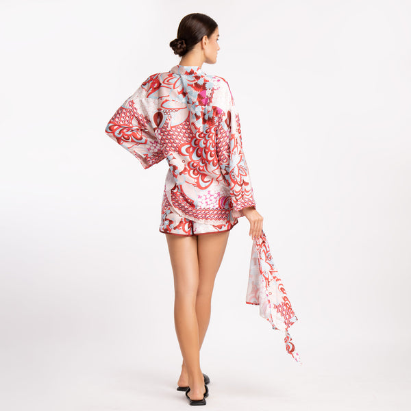 RED FLORAL BANDANA SHORT SET