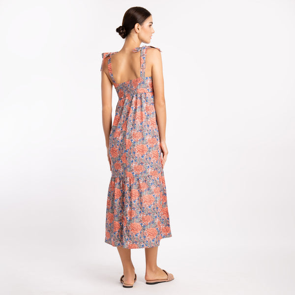 FLORAL BOWKNOT POPLIN DRESS