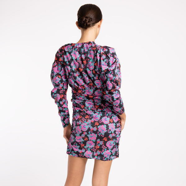 BLACK PURPLE FLORAL DRESS