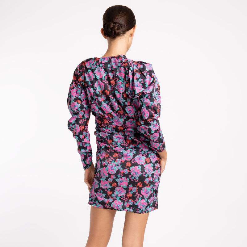 BLACK PURPLE FLORAL DRESS