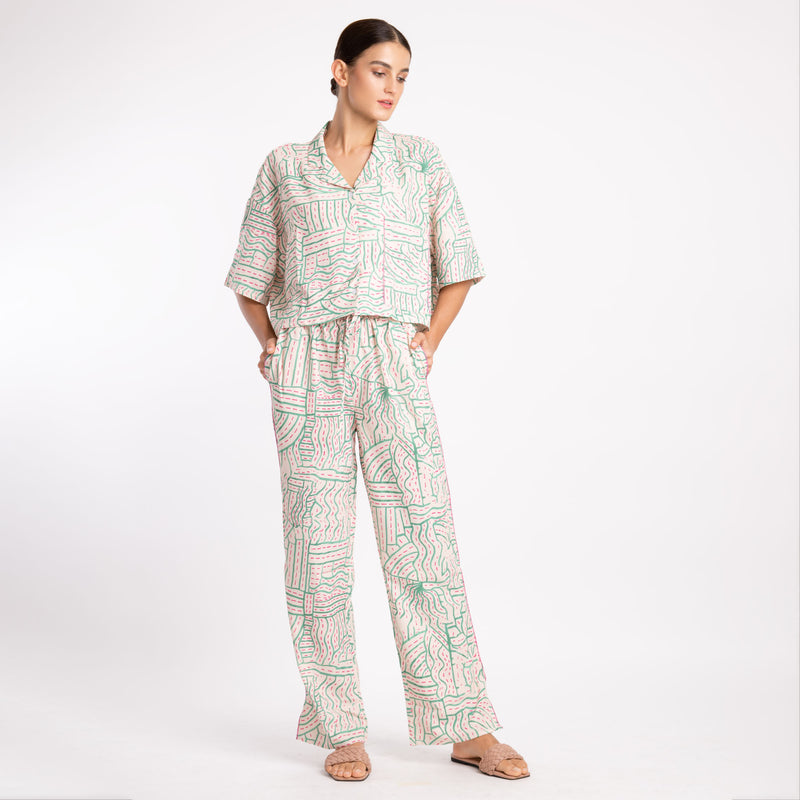 GREEN LINES LONG SET