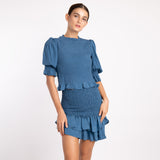 BLUE STRETCH SKIRT SET