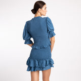 BLUE STRETCH SKIRT SET