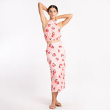 RED FLORAL HALTER SKIRT SET