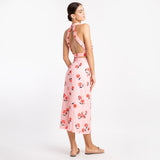 RED FLORAL HALTER SKIRT SET